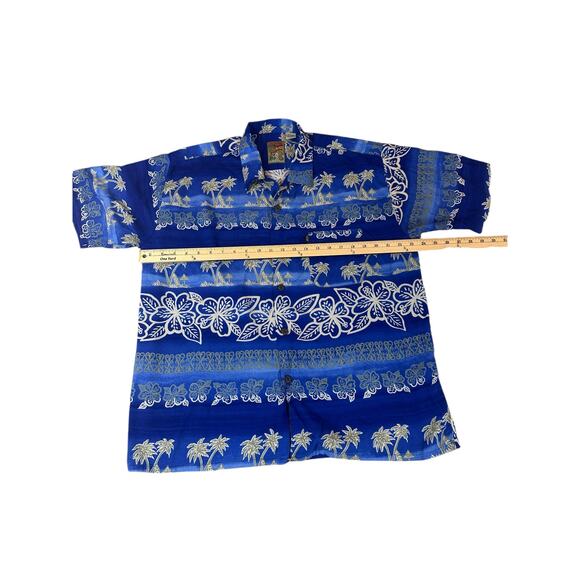 Pineapple Connection Mens Blue Hawaiian Shirt, L - Picture 4 of 5